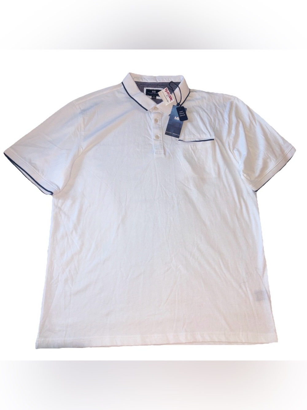 Michael Brandon White Polo Shirt XL NWT Minimalist Preppy Golfcore * Tiny stain